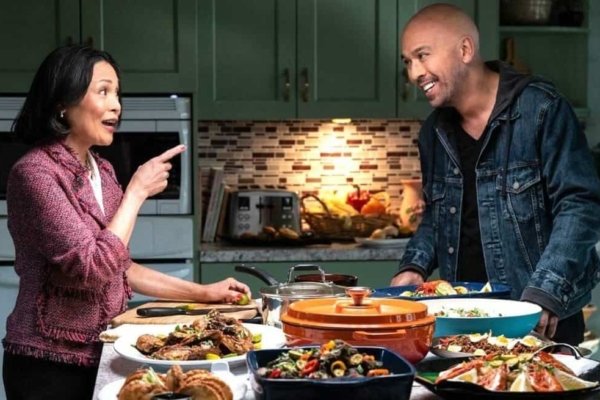 Jo Koy and Lydia Gaston in Easter Sunday