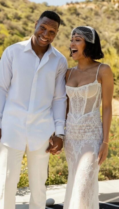 Meagan Good and Jonathan Majors